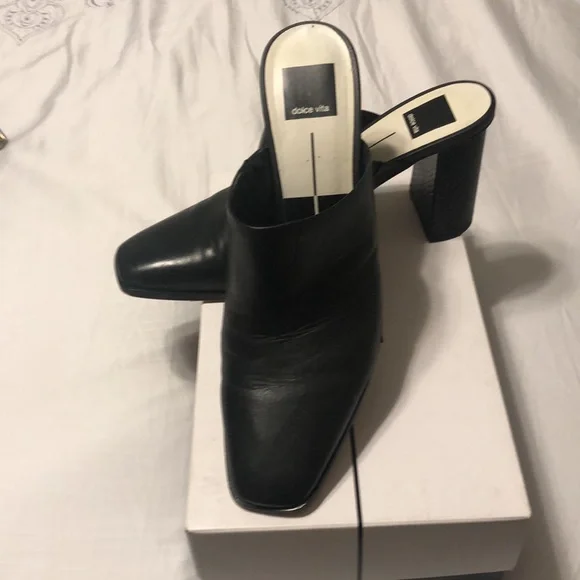 Dolce Vita Black Leather Mules - Picture 3 of 5